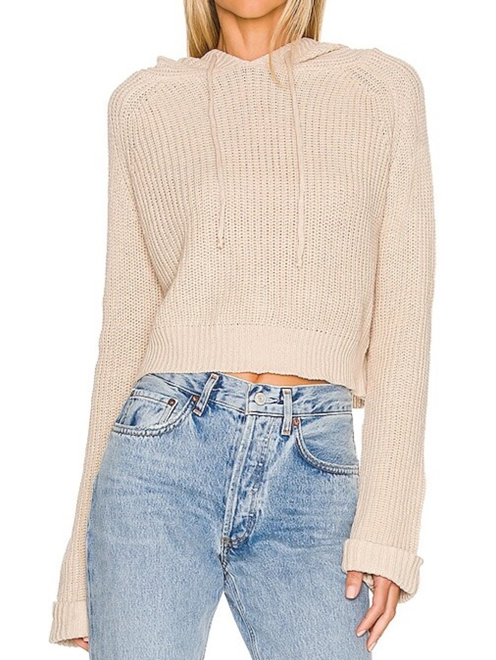 Lovers + Friends Crystal Rib Knitted Hoodie Size XS